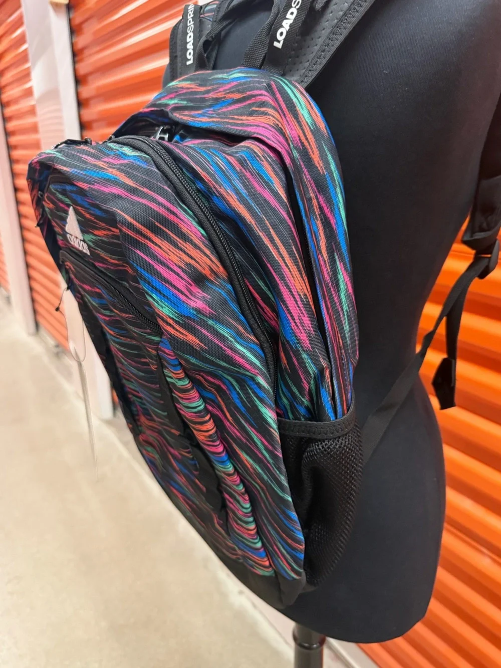 NWT Adidas Excel ||| Black Multicolor Wave-Stripe Backpack